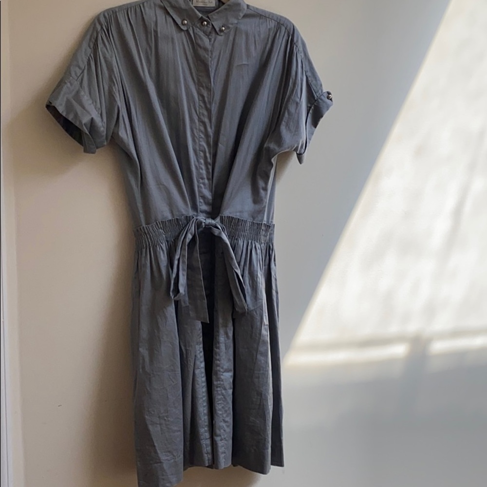Massimo Dutti Grey Pleat detail dress